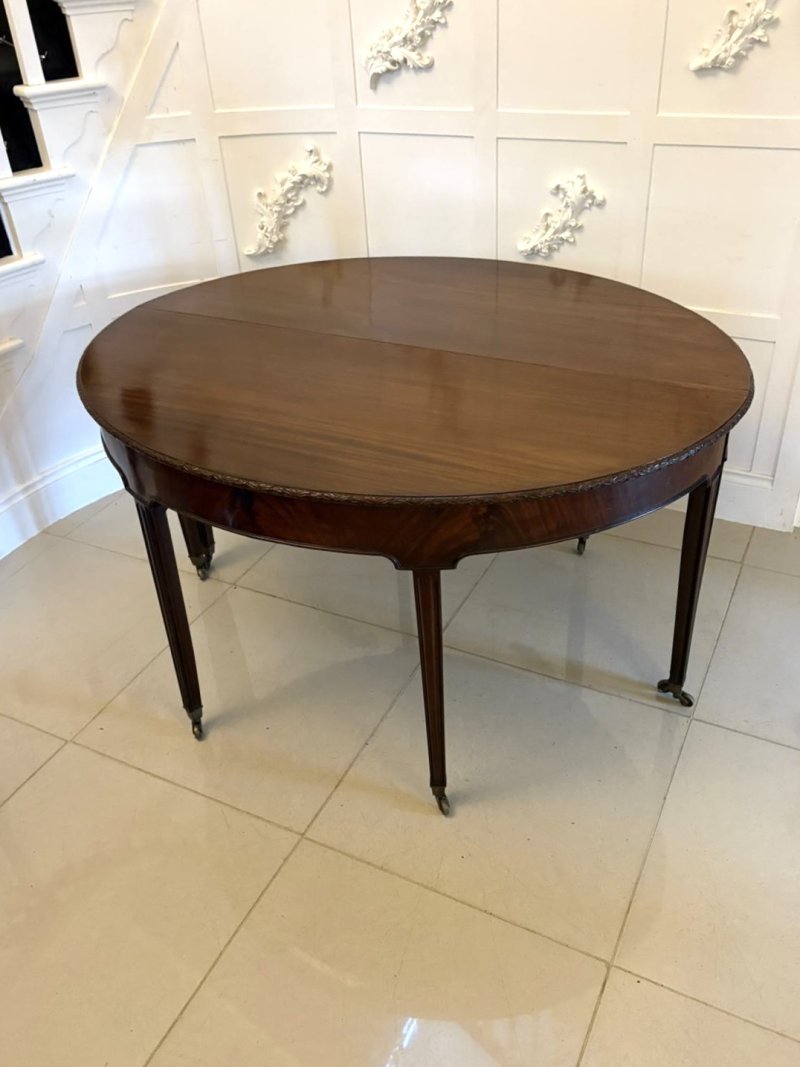 Large Pair of Antique Victorian Mahogany Demilune Console Tables